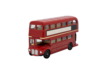 famous red traditional London bus isolated over white