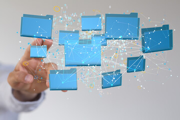 Cloud technology. Polygonal wireframe art looks like constellation