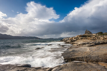 Genoese tower at Punta Caldanu in Corsica
