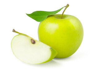 Ripe sweet yellow apple isolated on white background