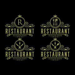 Vintage restaurant logo. Restaurant badge, poster with fork and knife. Vector emblem template