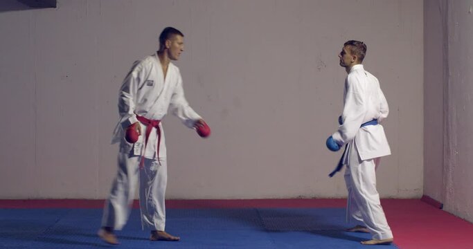2 Men practicing karate