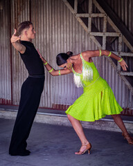Latin Ballroom Couple in an Industrial Setting