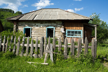 abandoned old house in russian village ruin