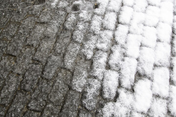 Snow on urban street