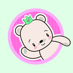 sticker with a drawn little bear
