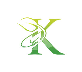 Green Leaf Monogram Initial Letter K