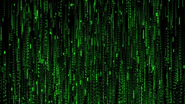 Background in a matrix style. Falling random numbers. Green is dominant color. 