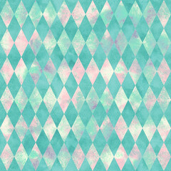 Alice in Wonderland style watercolor diamond rhombus  seamless pattern  - 402722434
