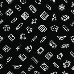 Seamless Pattern Elements Hand Drawn Collection College School Study Vector Design Style Background Grades Education Learning Illustration Icons