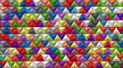 Multicolored volumetric pyramids as texture and background