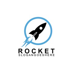 Rocket flying with fire Logo Design Vector. Simple flat style logo vector