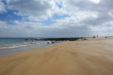 wide sandy beach in Puerto del Carmen (Lanzarote, Canary Islands)