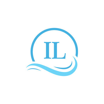 IL Lettering Logo Design in Water Wave. Modern Letter Logo Design With Circular Water Waves