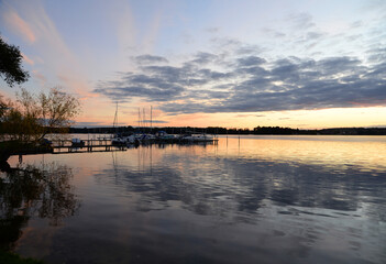 Obraz premium Abend am Schwielochsee