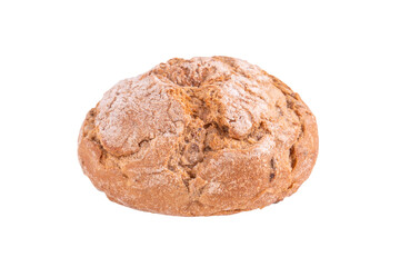 Isolated clipping path white background of organic flour mixed gold brown bread homemade baked italian ciabatta french toast baguette whole wheat rye oat loaf with healthy seed gluten free