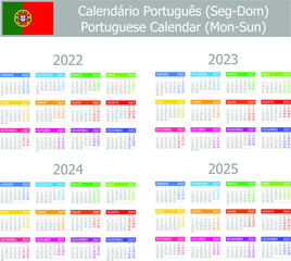 2022-2025 Portuguese Type-1 Calendar Mon-Sun on white background