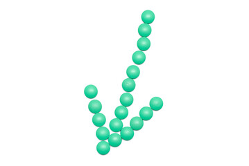 Green pills in the arrow shape isolated on the white background. Top view.