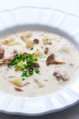 creamy potato soup with mushrooms