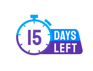 15 Days Left labels on white background. Days Left icon