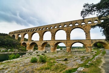 pont du gard, photo as a background , in Pont du gard, gardon, nimes france
