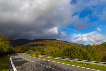 Rainbow in Jesenik mountains, Northern Moravia, Czech Republic