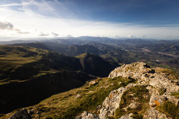 Fototapeta na wymiar Txindoki peak with the great views to all the Basque Country.