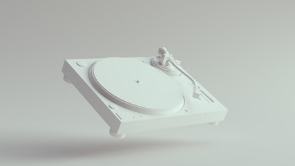 White Vintage Turntable Record Player 3d illustration render	