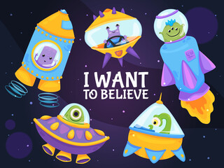 Fototapeta premium Aliens Colorful Background