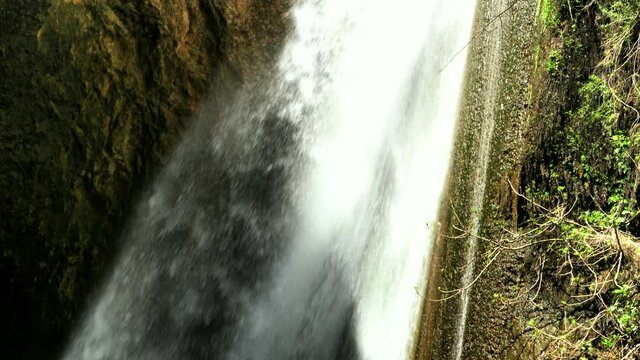 Tanur or Oven Waterfall (21 m) in Ayoun Nature Reserve, by the town of Metula, Upper Galilee, Israel. 4K
