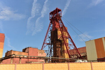 Fototapeta na wymiar View of an industrial plant against a blue sky