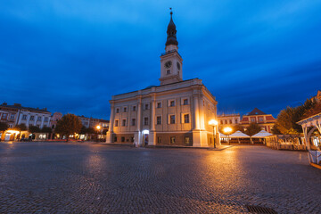 Leszno City hall at evening