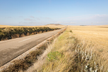 BU-403 paved road next to Castrillo Mota de Judios, province of Burgos, Castile and Leon, Spain