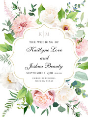 Elegant wedding card with summer flowers