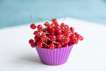 isolated on white basket for a cupcake with berries Red currant, the concept of proper nutrition and health