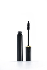 Mascara Black Bottle and Applicator Brush. Fashionable cosmetics Makeup for Eyes, Black Mascara...