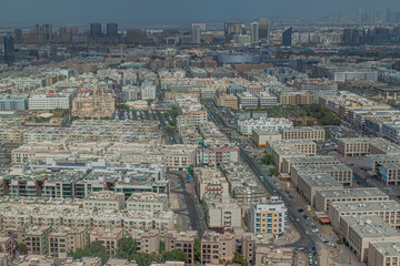 Obraz premium Aerial view of Al Karama neighborhood in Dubai, UAE