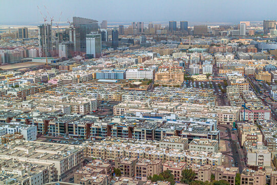 Aerial view of Al Karama neighborhood in Dubai, UAE