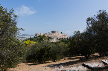 Fototapeta na wymiar Panoramic view of the Acropolis from Philopappou Hill, Athens, Greece.