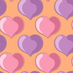 Seamless vector pattern with purple and pink heart