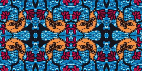 Colored African fabric – Seamless and textured pattern, cotton, photo 