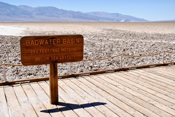 Death Valley National Park, one of the hottest places in the world. Badwater Basin (282 Feet 85...