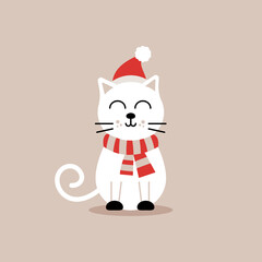 Christmas cat cute character vector