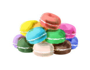 積み上げたマカロン　水彩風