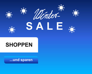Winter-Sale Winterschlussverkauf mit blauem Hintergrund mit Farbverlauf