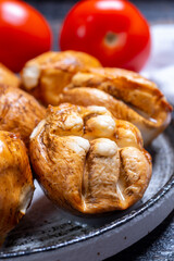 Tasty Italian food, small balls of smoked mozzarella soft cheese
