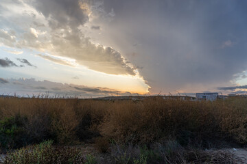 Beautiful and colorful sunset with cloud in the beach