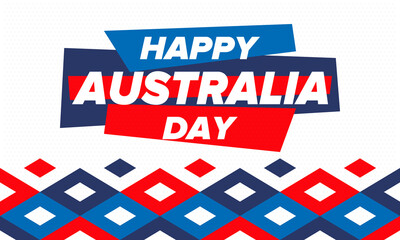 Fototapeta na wymiar Australia Day. National happy holiday, celebrated annual in January 26. Australian patriotic elements. Kangaroo silhouette. Poster, card, banner and background. Vector illustration