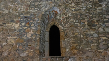 Fototapeta na wymiar Ruins of Sigulda Medieval Castle, Latvia. Old Fortress Cristmas Time Night Shot.