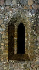 Fototapeta na wymiar Ruins of Sigulda Medieval Castle, Latvia. Old Fortress Cristmas Time Night Shot.